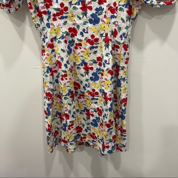 Rixo Target Puff Sleeve Linen Multicolor Floral Button Front Mini Dress Size 2 - Picture 7 of 10